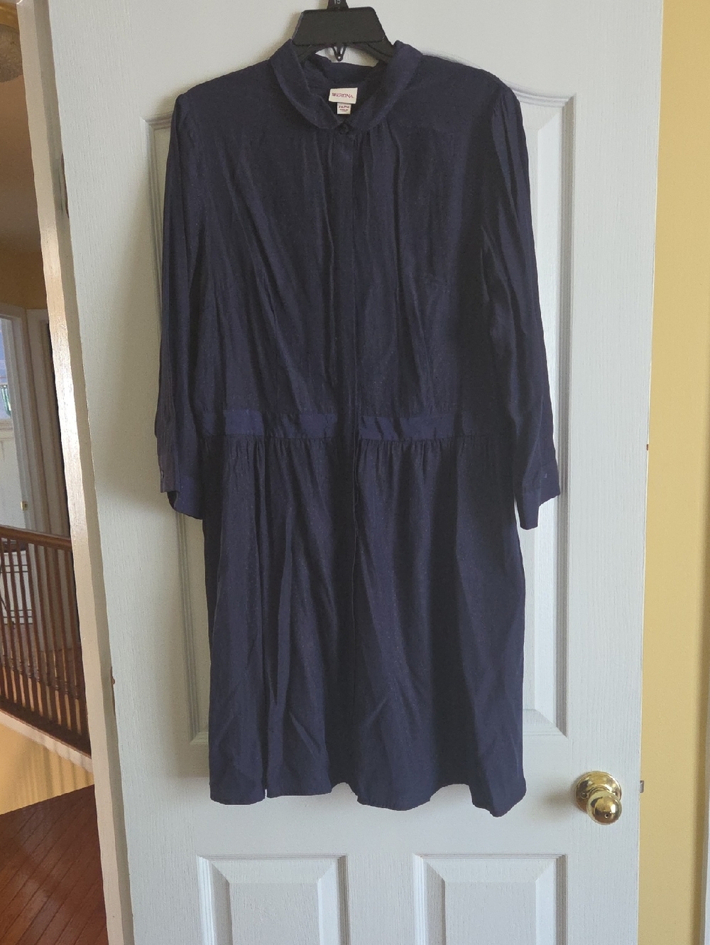Merona Navy Long Sleeve Button-Front Shirtdress